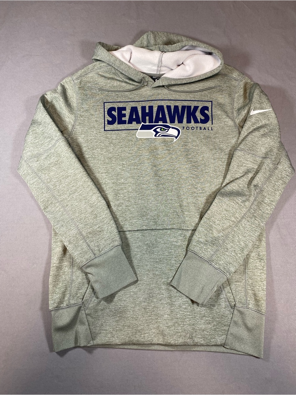 Nike Gray Seahawks Pullover Hoodie with Navy Logo